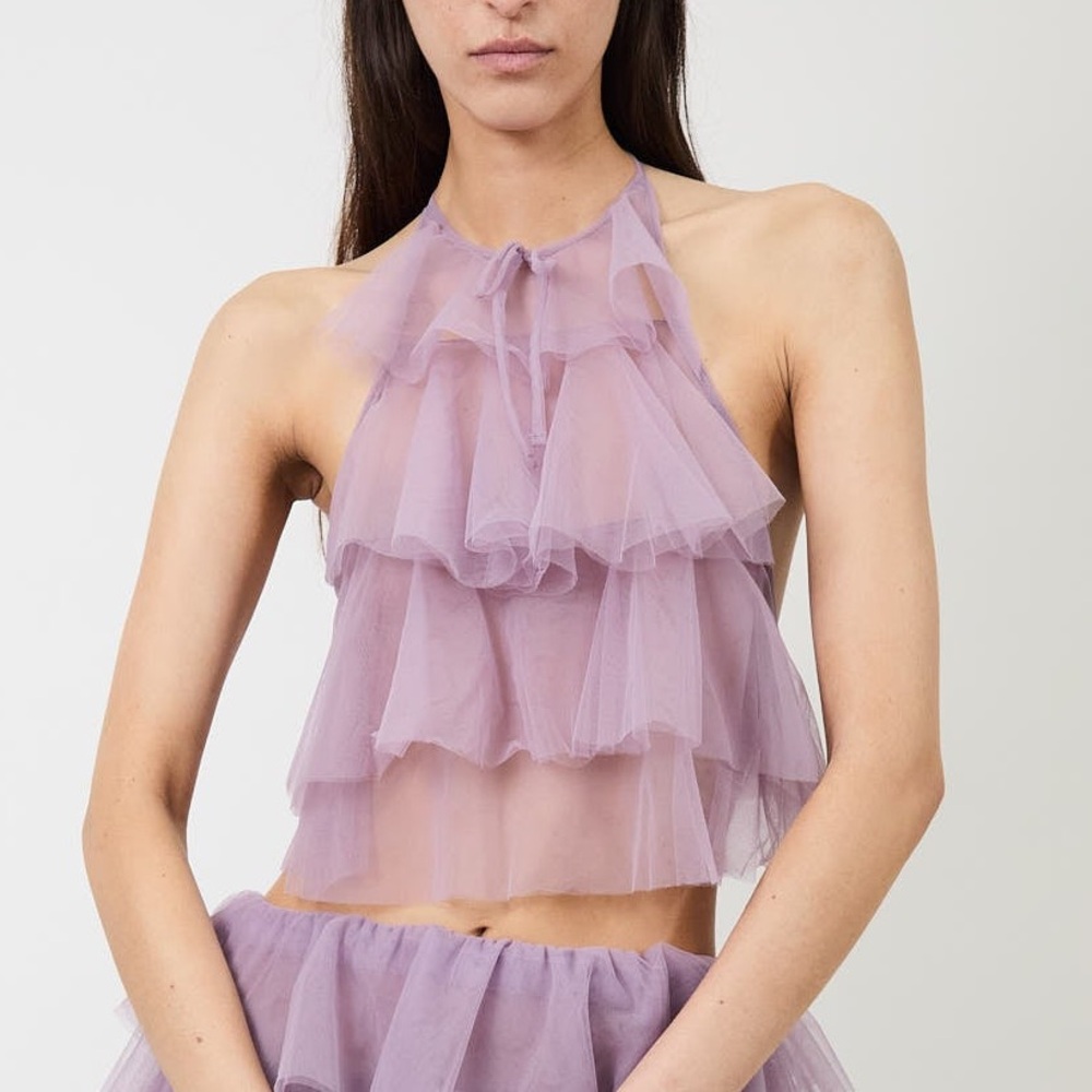 AKNVAS Bodil ruffle top in lavender tulle